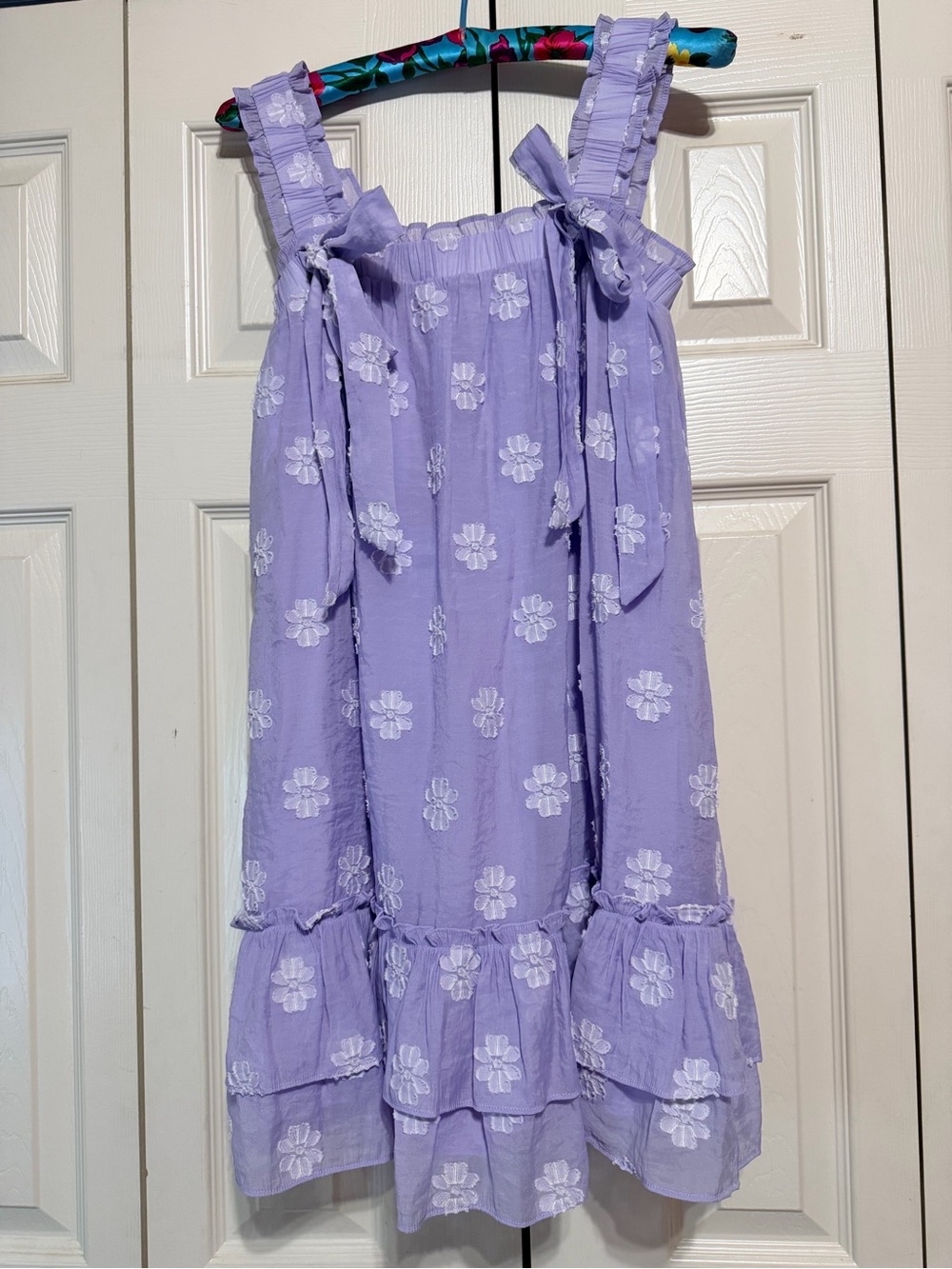 Storia Lavender Floral Tie-Strap Ruffle Sundress